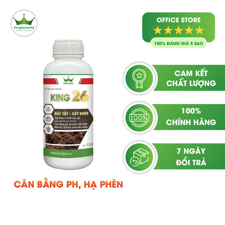 King 26 - Cải tạo đất, tăng độ phì, cân bằng pH khử mặn, hạ phèn kích thích ra rễ