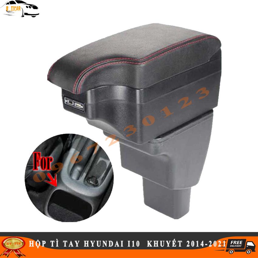 Hộp tỳ tay, bệ tì tay i10 khuyết 2014-2021 có cổng usb nhiều người tin dụng
