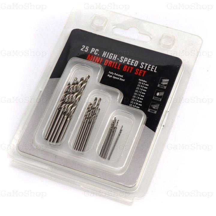 Bộ 25 mũi khoan mini dùng cho máy khoan mài mini