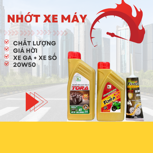 Dầu Nhớt Xe Máy Bảo Vệ Tối Ưu 1.500km Thương Hiệu TORA Chai Nhựa 20W50 SF