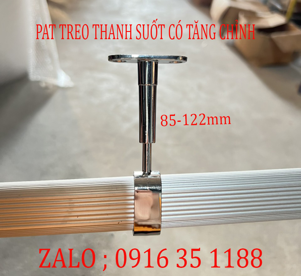 Pát tăng chỉnh treo suốt thanh giữa tủ áo - hàng loại 1 dày sáng bóng