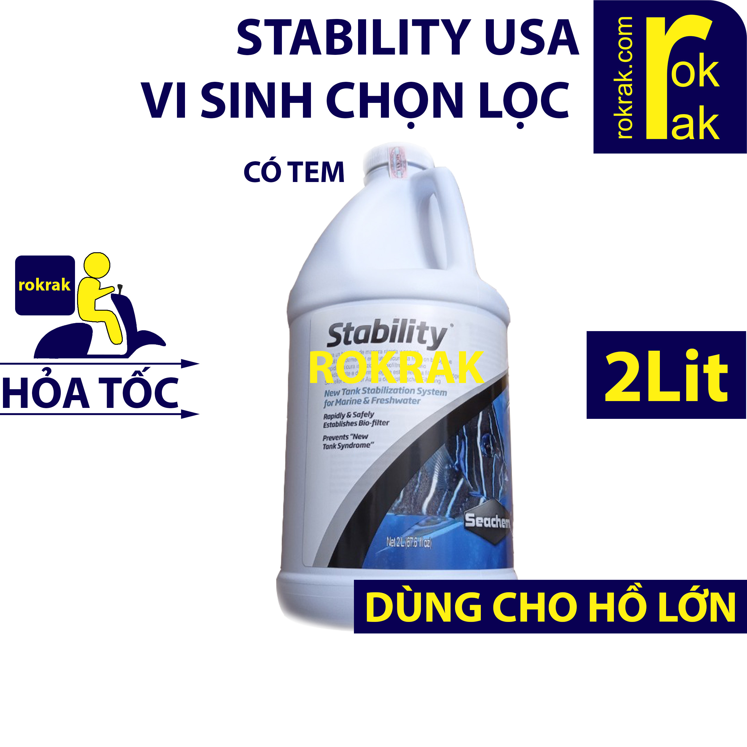 Stability 2lit seachem vi sinh mỹ chọn lọc khoảng điều kiện sống rộng dùng cho bể cá lớn