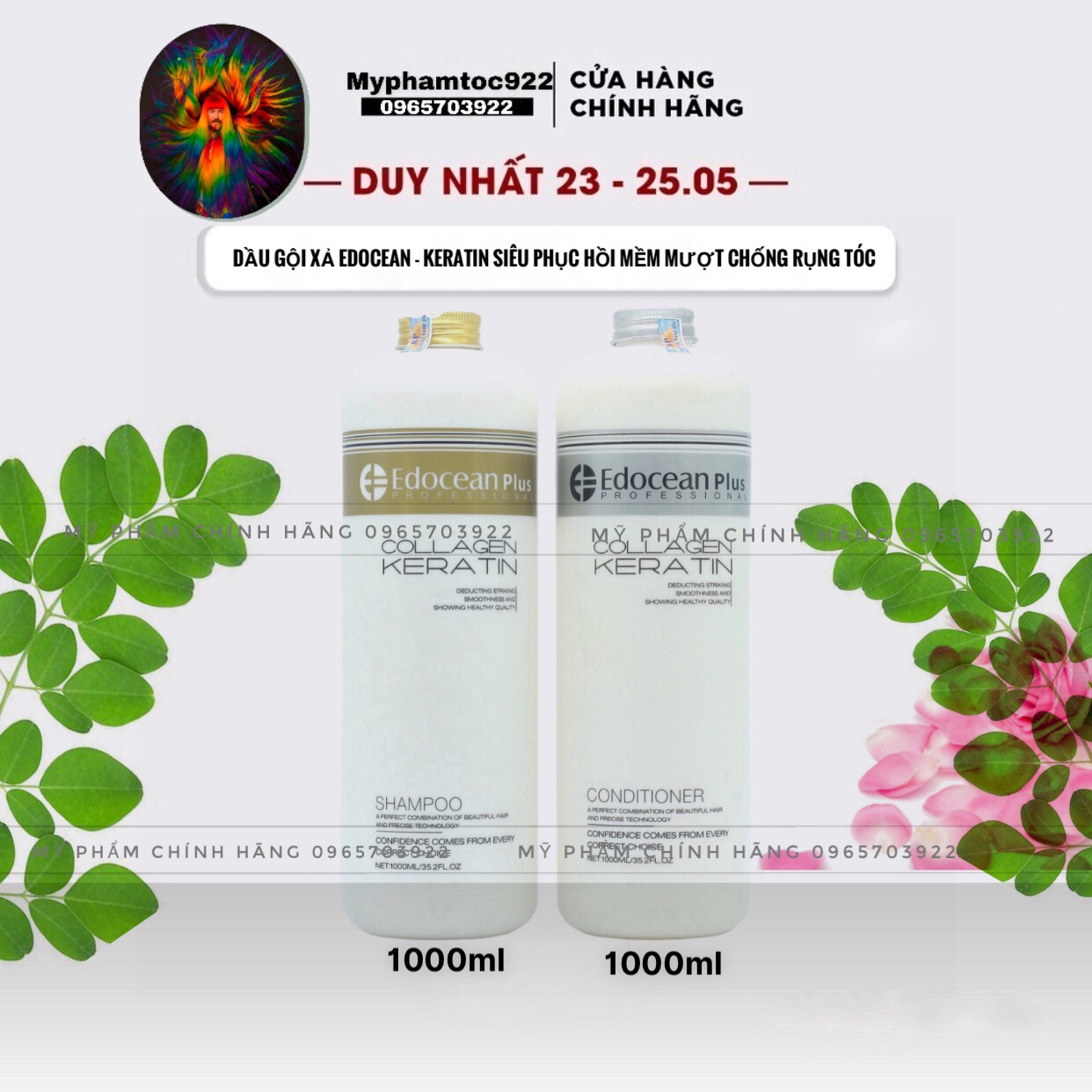 Cặp dầu gội xả phục hồi kích thích mọc tóc EDOCEAN PLUS 1000ML