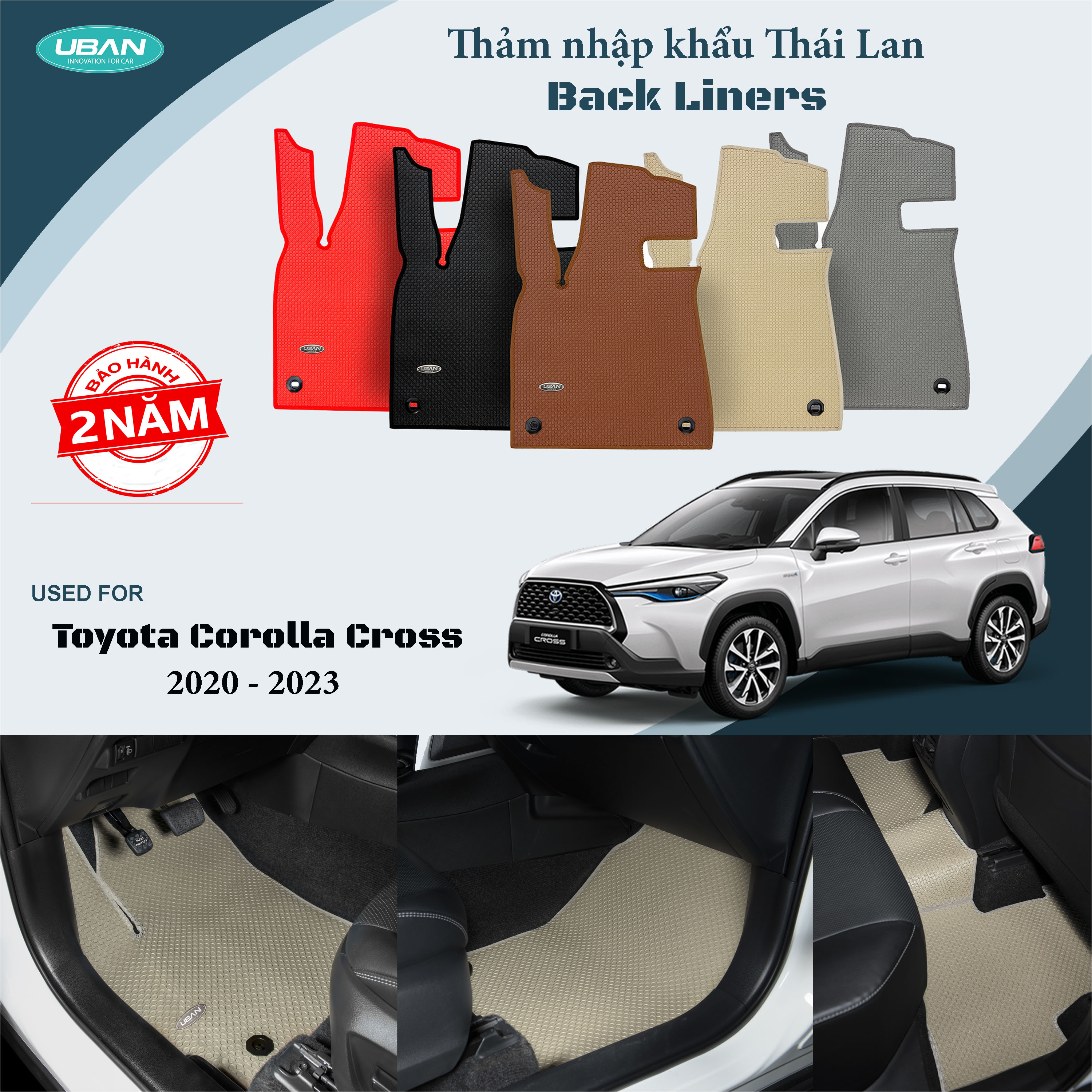 Thảm lót sàn ô tô UBAN cho xe Toyota Corolla Cross 2020 - 2023 - Nhập khẩu