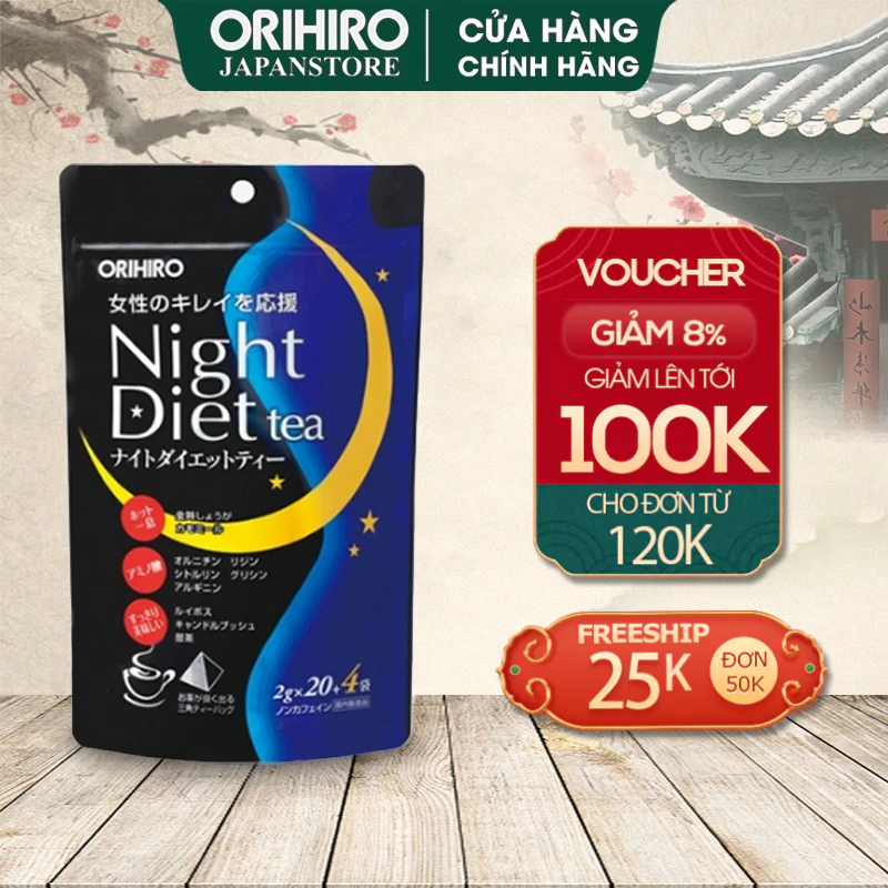 Trà giảm cân Night Diet Tea Orihiro 20 gói/túi và 24 gói/túi