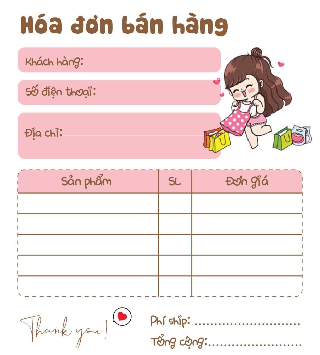 [ Hàng Sẵn ] Hóa Đơn Bán Hàng Mini 1 Liên BoBib Cute