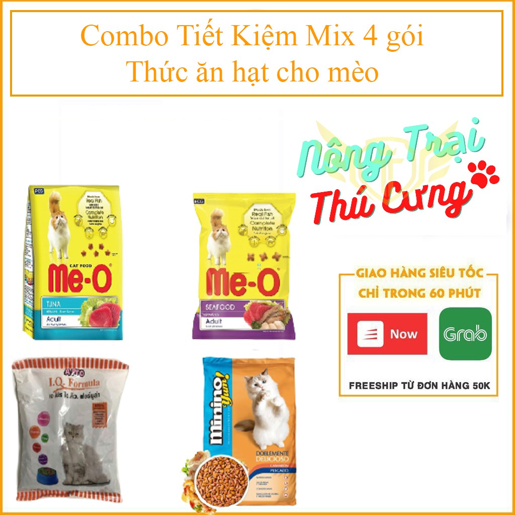 Combo mix 4 gói - thức ăn hạt cho mèo mix 4 vị