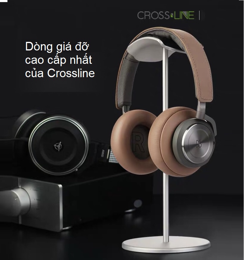 Giá treo tai nghe nhôm đầu đỡ bọc da cao cấp Crossline