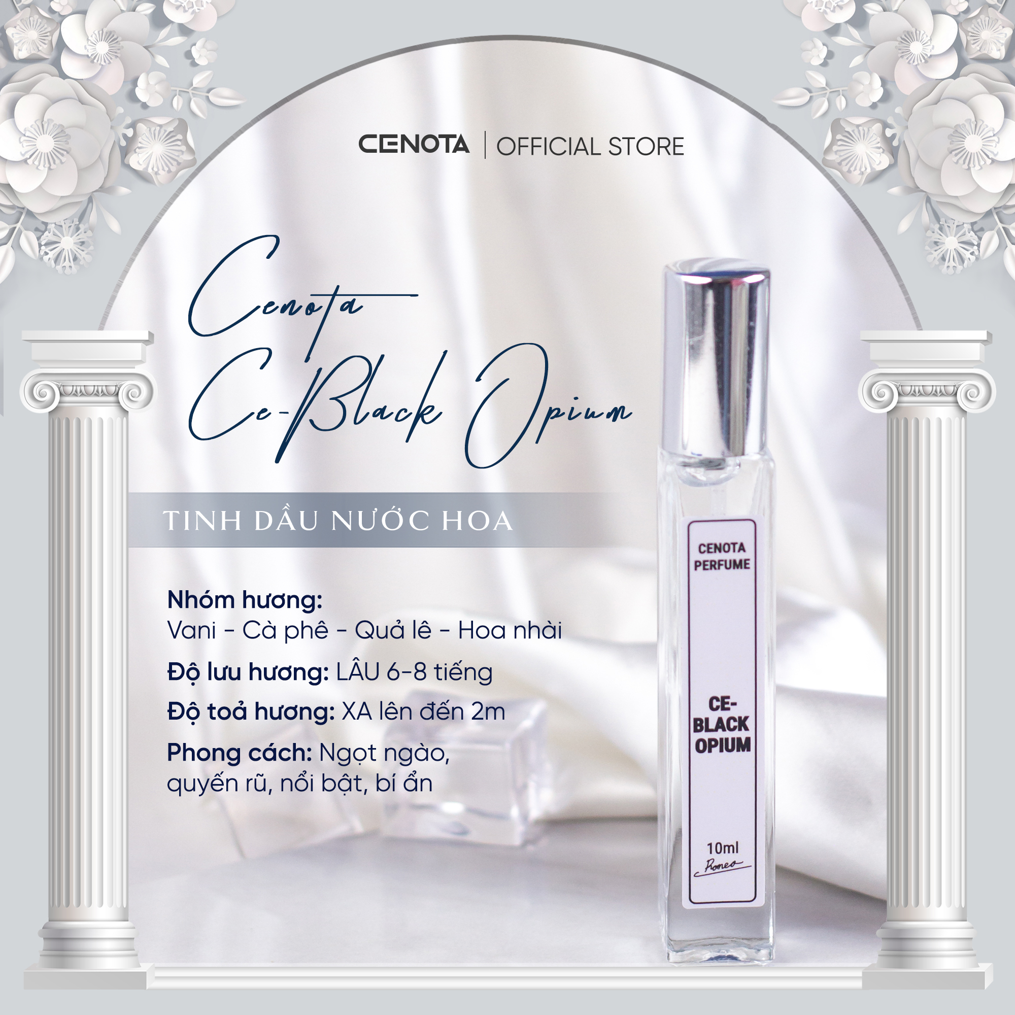 Tinh dầu nước hoa cenota - black opium 10ml, ngọt ngào, quyến rũ, nổi bật, bí ẩn