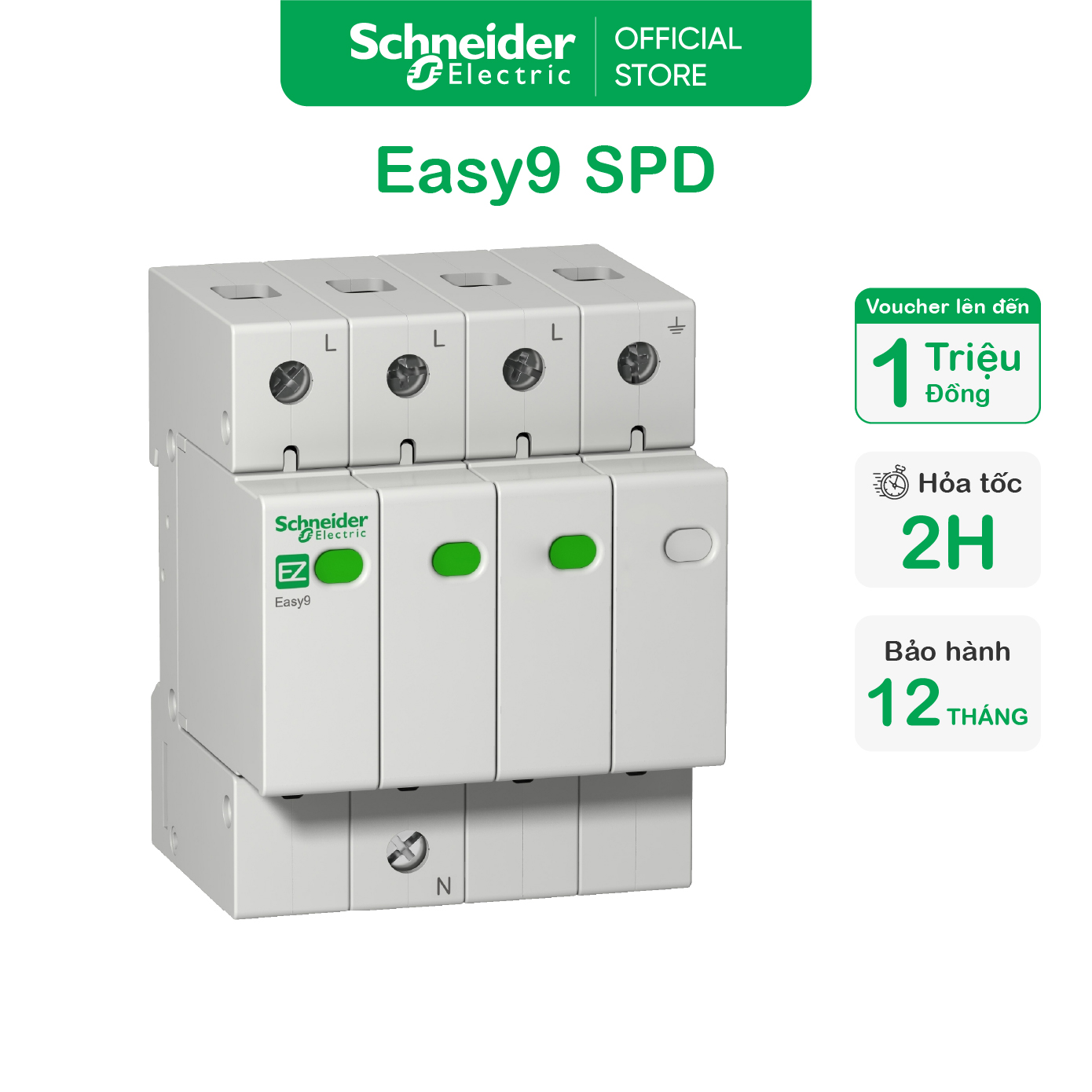 Bộ chống sét - Easy9 SPD - 3P+N - 20kA/ 45kA - Schneider Electric - EZ9L33720 EZ9L33745