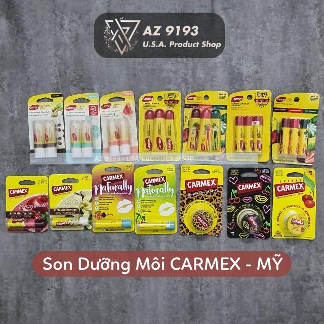 Son dưỡng môi carmex,hàng mỹ, son dưỡng camex không màu, chính hãng mỹ, có loại spf15, dưỡng ẩm, giảm khô môi-az9193