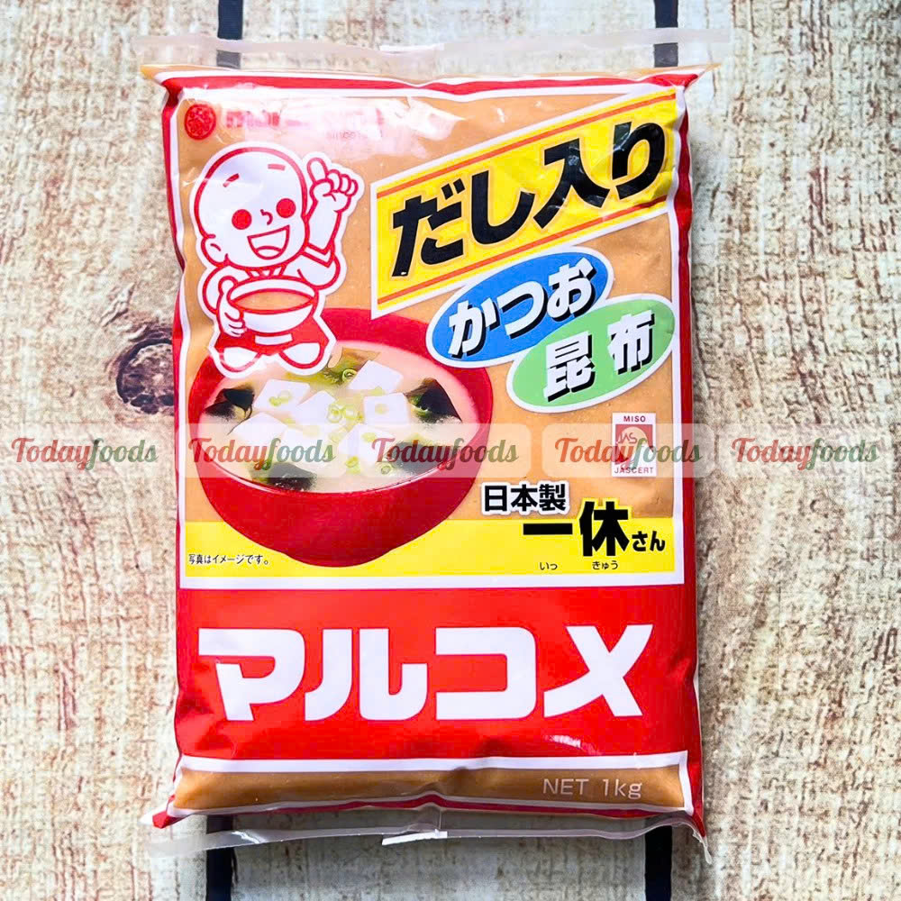 Tương Miso Có Dashi (Cá ngừ + tảo bẹ) Ikkyu-san (Marukome Nhật Bản) 1KG - Kome Miso Dashiri