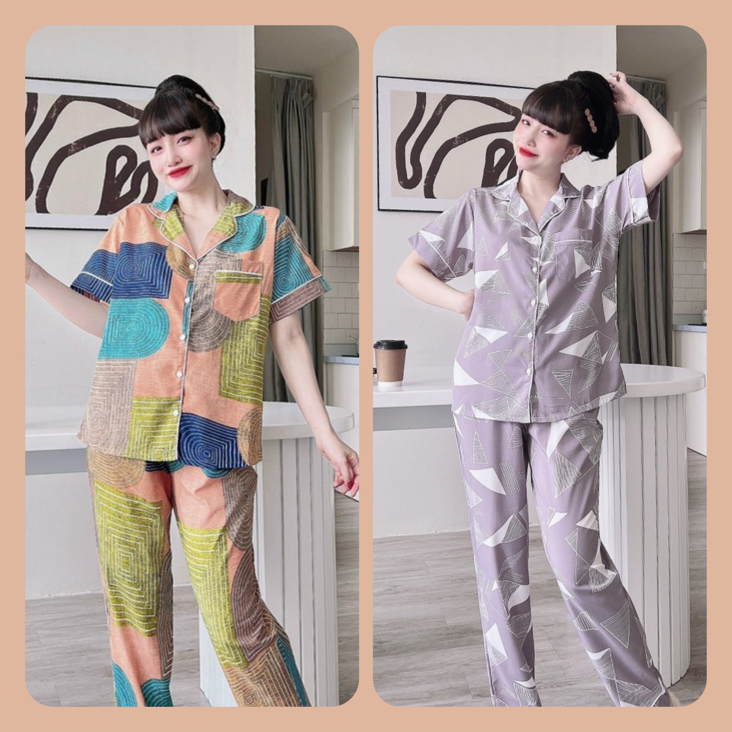 Đồ bộ bigsize đồ mặc nhà cao cấp 50-100kg chất lụa, Mango mềm mịn họa tiết sang chảnh