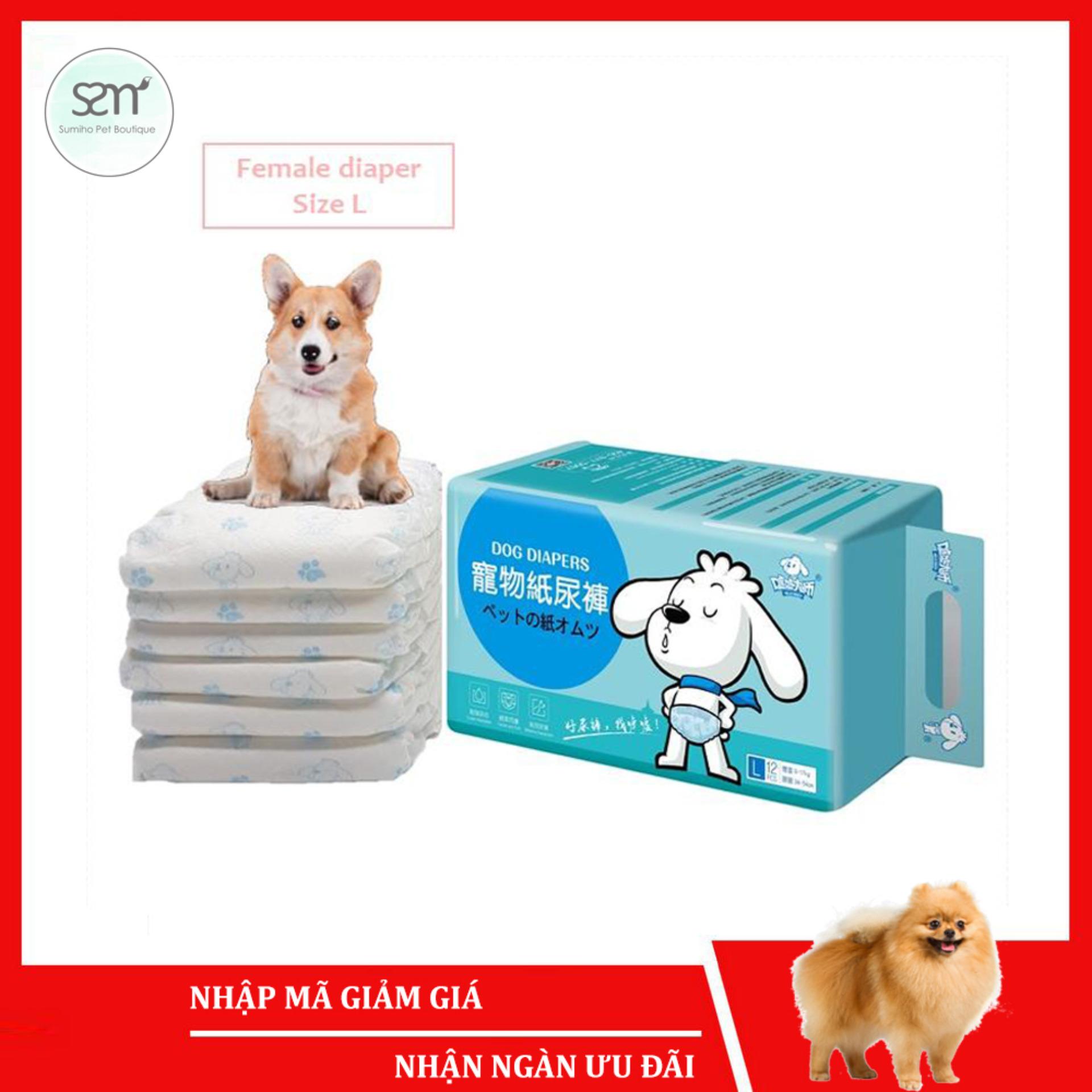 [Hoàn tiền 6%] 5 cái Bỉm vệ sinh chó mèo cái (Female) Sumiho công nghệ Ý size L cho chó 6-15Kg