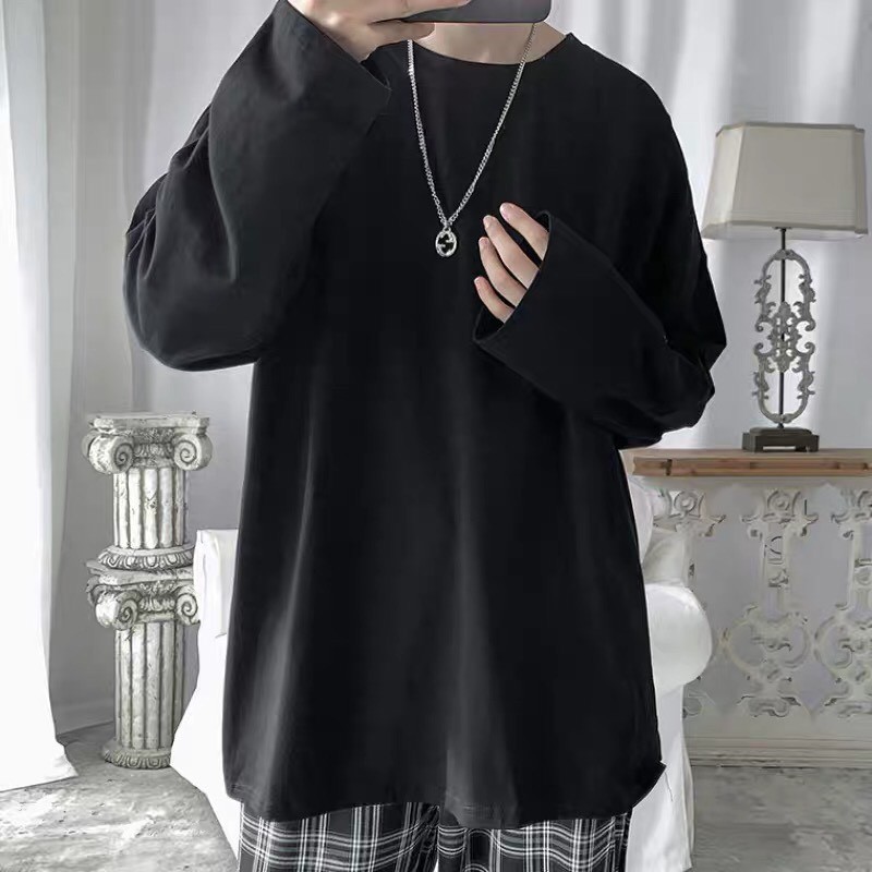 [HCM]Áo thun tay dài Unisex form rộng Trơn nam nữ basic thời trang Hàn Quốc