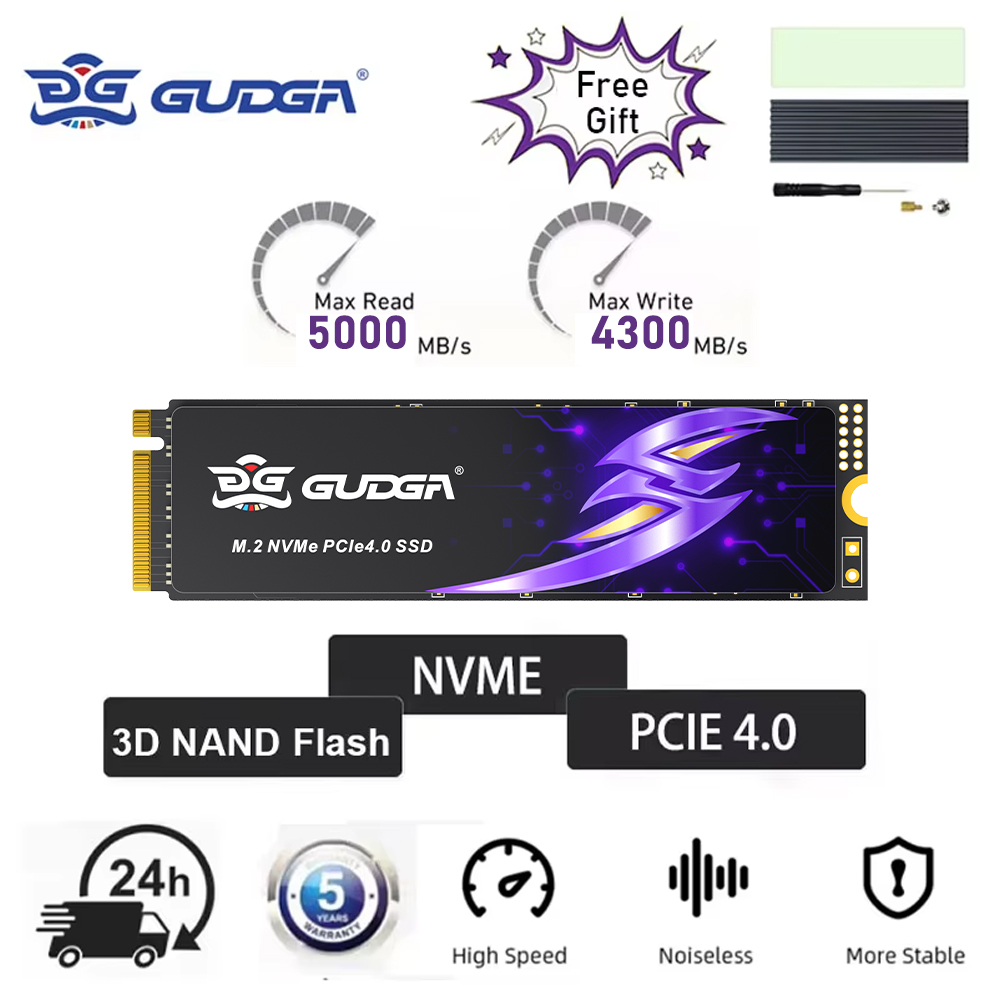  GUDGA SSD M.2 NVME 512GB 1TB 2TB SSD M2 2280 PCIe 4.0x4 SSD Nmve Gen4 5000MB s PS5 Máy tính để bàn Nội bộ SSD 