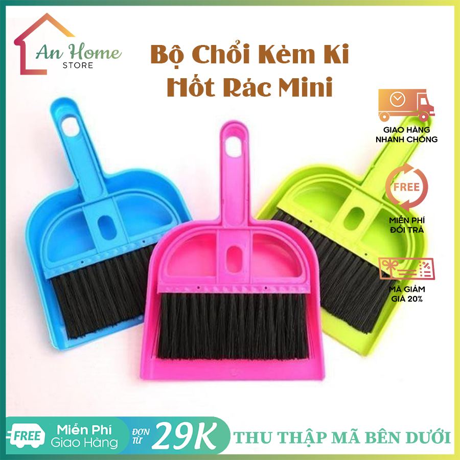 Bộ chổi quét bụi và ki hốt rác mini anhome, bộ chổi và ki mini quét dọn văn phòng, bàn làm việc, bàn thờ tiện lợi