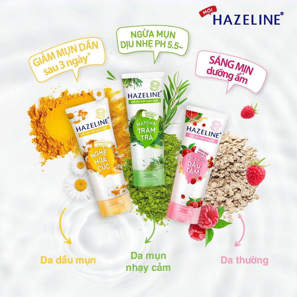 Sữa rửa mặt hazeline tuýp 50g/100g