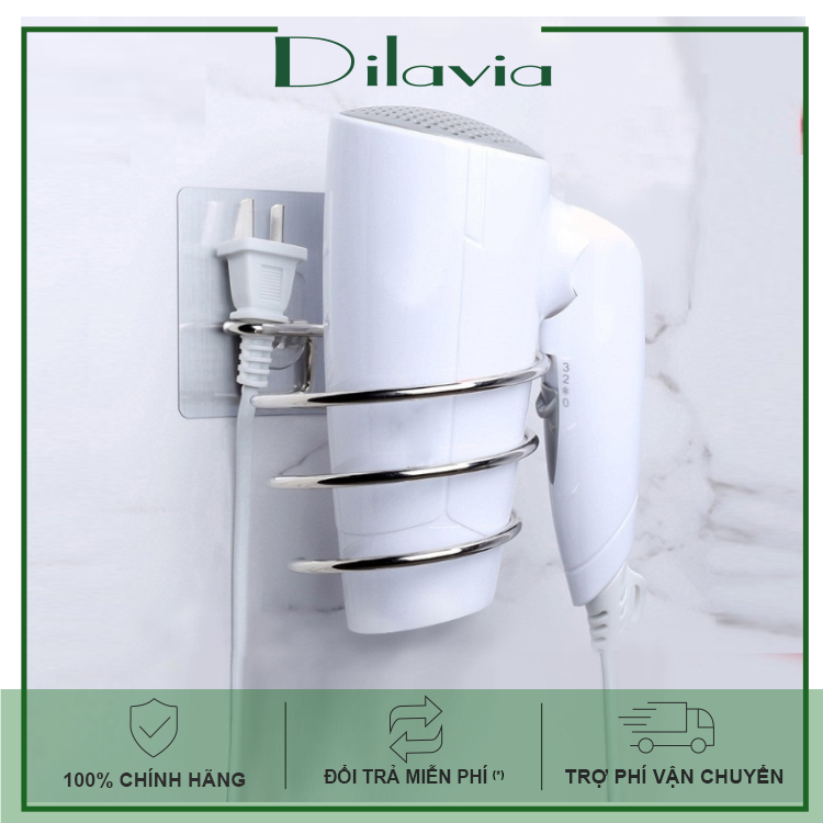 Giá Treo Máy Sấy Tóc Inox 304, Giá Đỡ Máy Sấy Tóc  Dán Tường Thông Minh Không Cần Khoan - Dilavia