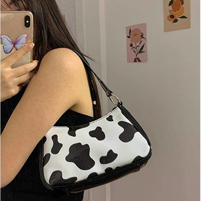 Túi kẹp nách, đeo vai da PU hình vân da bò sữa thời trang cho nữ LM159
