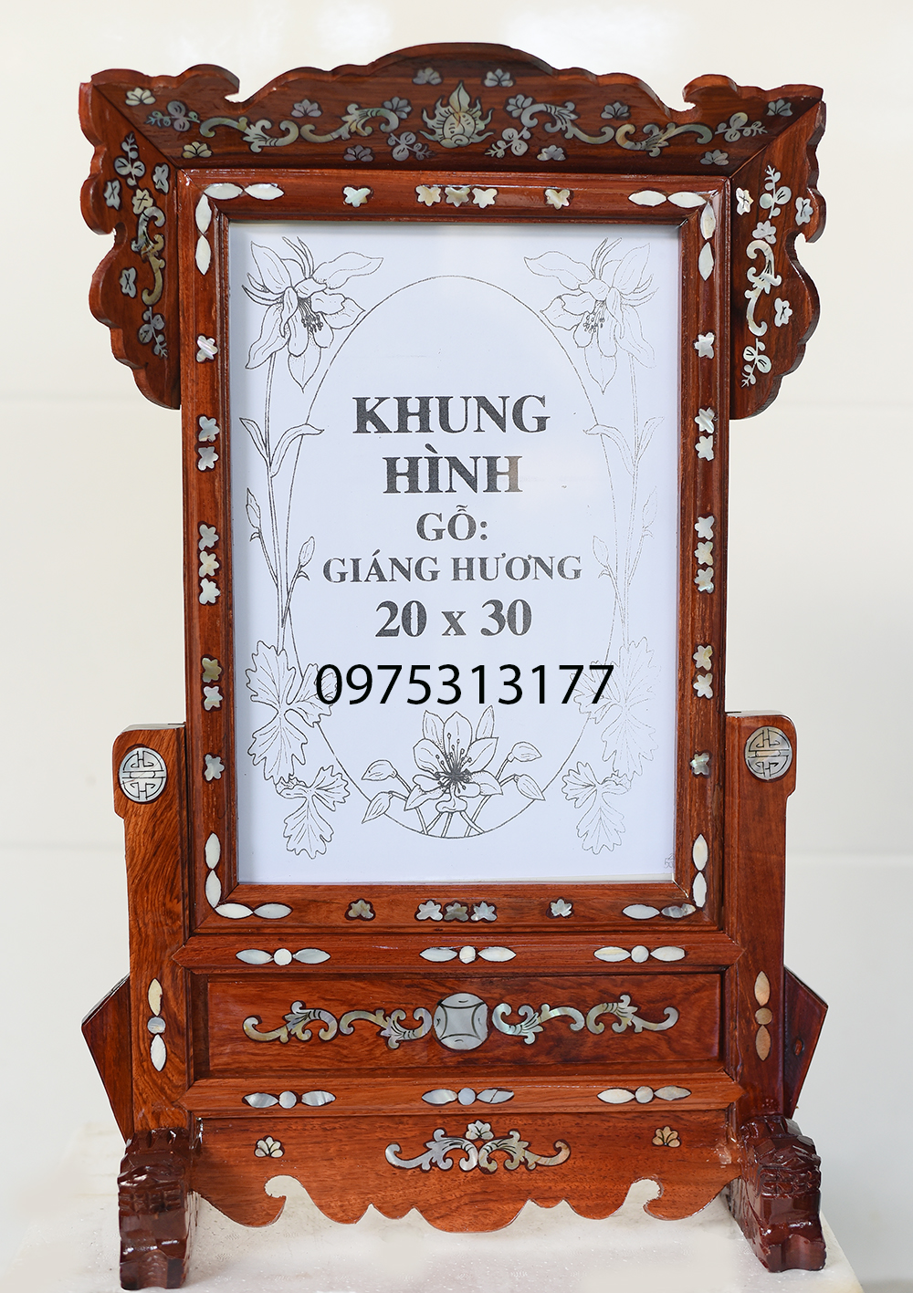 KHUNG HÌNH ẢNH THỜ GỖ HƯƠNG 20 X 30