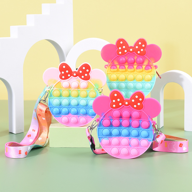 Pop it 3d túi đeo chéo pop it hình mickey dễ thương cho bé gái, túi đeo chéo bóp bong bóng giảm căng thẳng cho bé gái fintoo