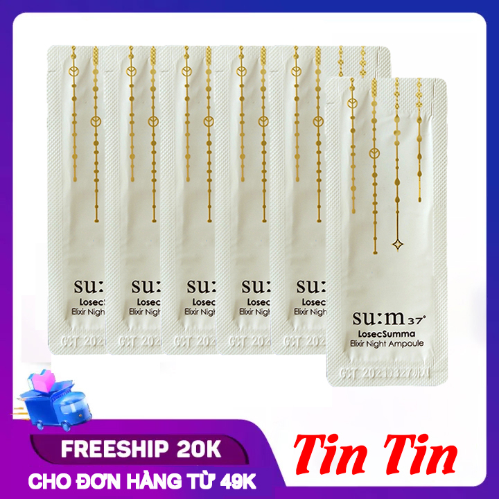 Combo 10 Gói Sample Tinh chất Vàng 24K Dưỡng Ban Đêm Su:m37 Losec Summa Elixir Night Ampoule 1ml x 10 Sum37