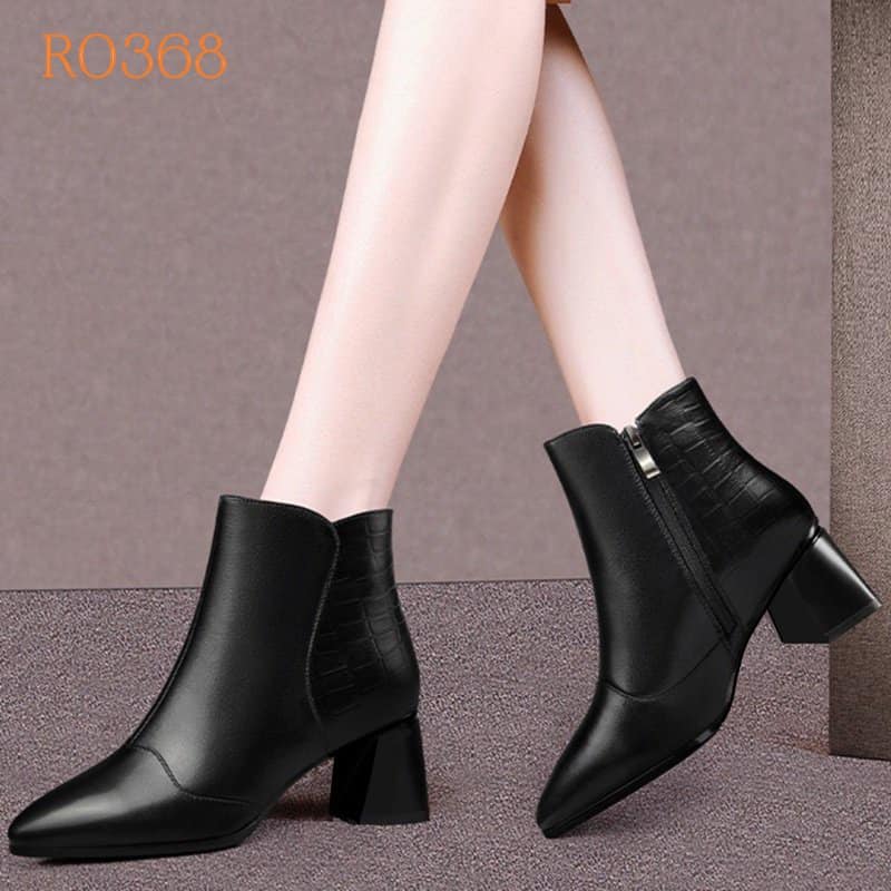Giày bốt nữ cổ cao boot nữ đẹp cao gót 5cm hàng hiệu Rosata sang trọng RO368
