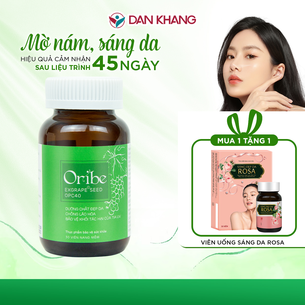 Viên uống trắng da Oribe hỗ trợ sáng da mờ nám chống nắng hộp 30 viên