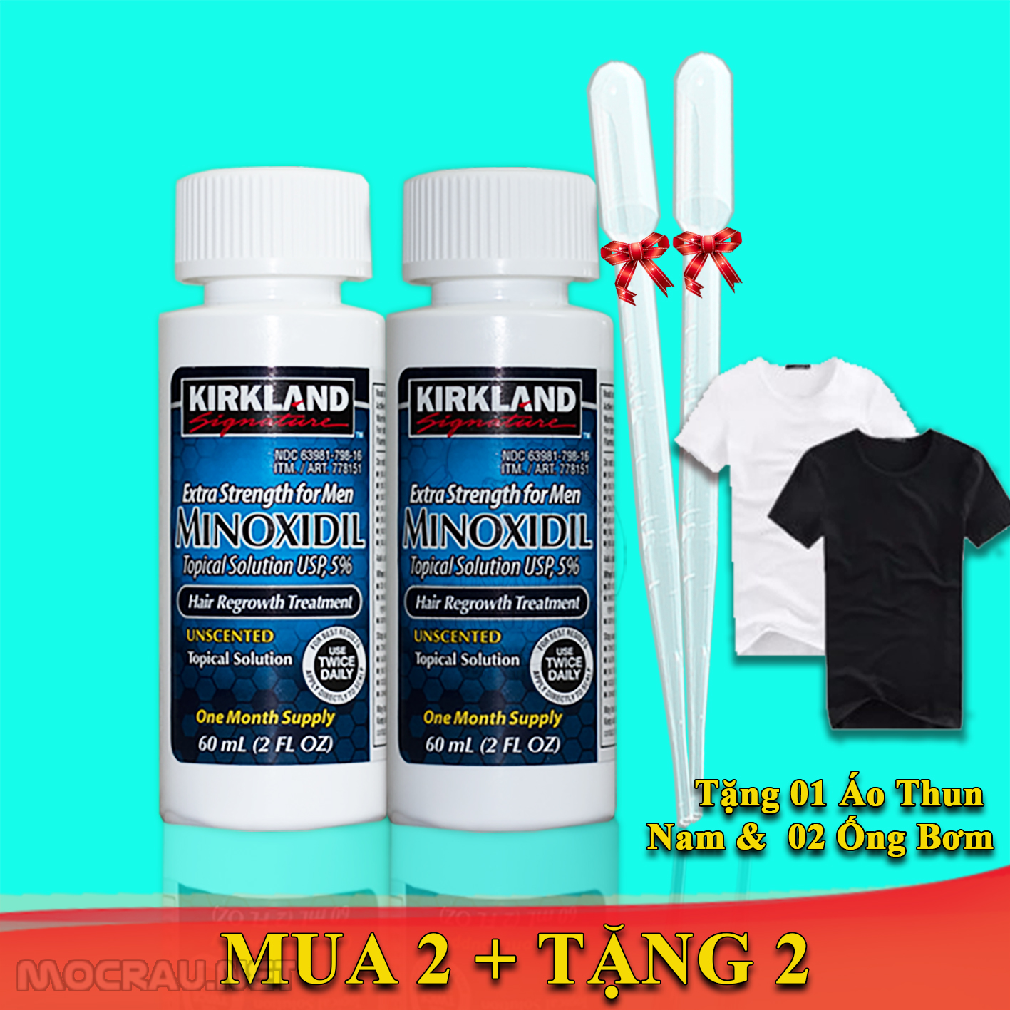 [HCM]COMBO 2 Chai Minoxidil 5% Kirkland for Men kích thích mọc râu tóc lọ lỏng 60ml ( Dạng lỏng) + Tằng kèm Áo Thun Nam Cao Cấp
