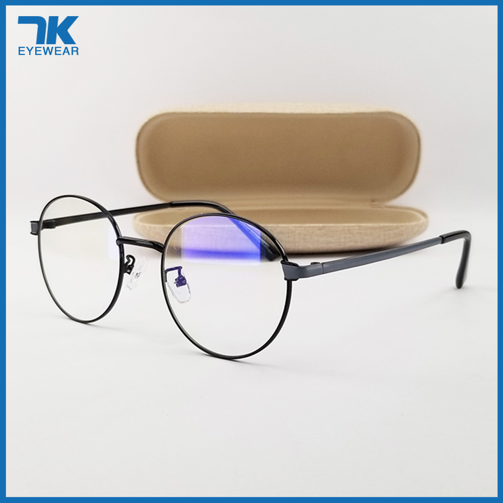 Gọng kính cận nam nữ tròn kim loại màu đen 29223. Tròng kính giả cận 0 độ, chống nắng, chống tia UV, chống ánh sáng xanh. Eyeglasses frames for men/women. Blue-Light-Blocking-Glasses.