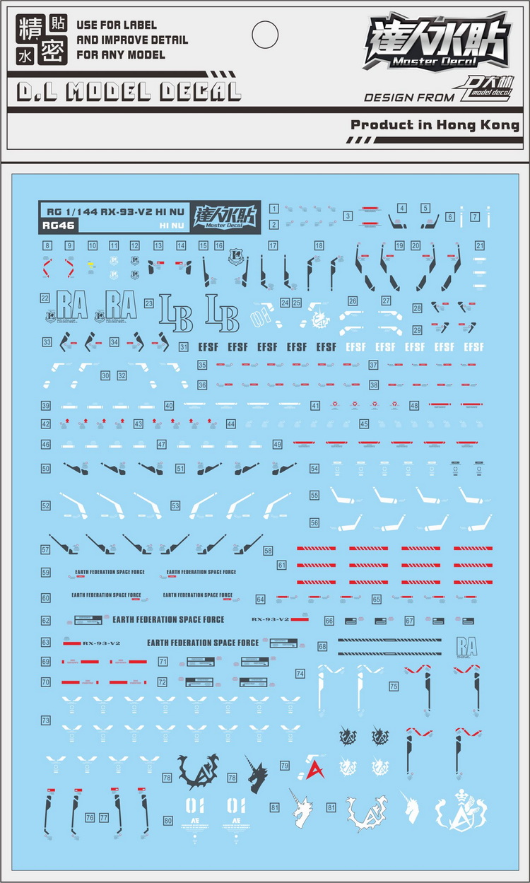 Phụ kiện mô hình - decal nước cho gundam rg 1/144 rx-93-v2 hi-nu rg46