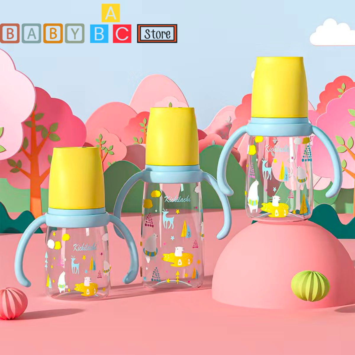 Bình Sữa Cổ Hẹp Kichilachi Nhựa PP 260ml Bình Sữa Cho Bé Có Tay Cầm  chất lượng đảm bảo an toàn đến sức khỏe người sử dụng cam kết hàng đúng mô tả