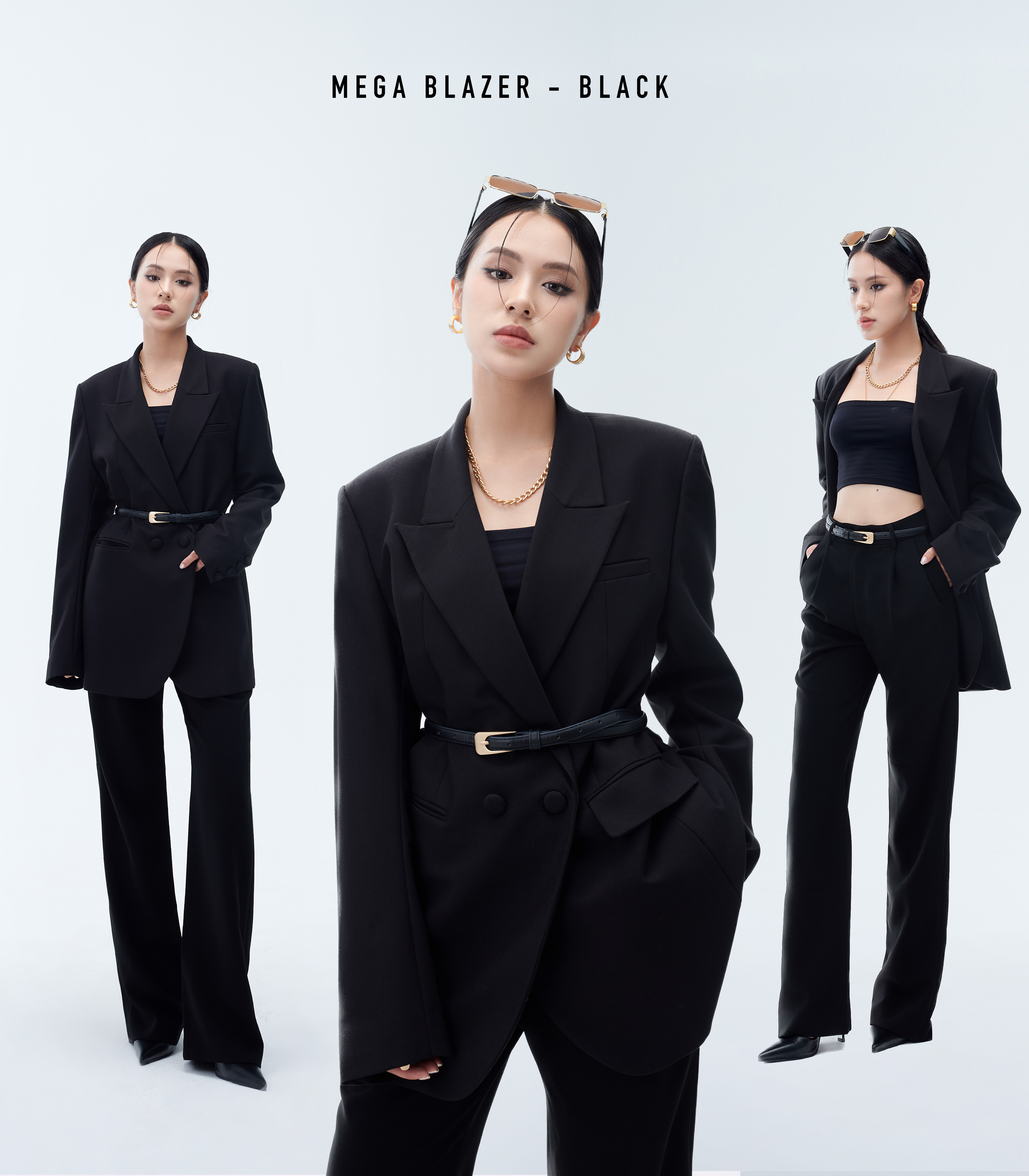 Áo blazer oversize cá tính - esther studios mega blazer - black