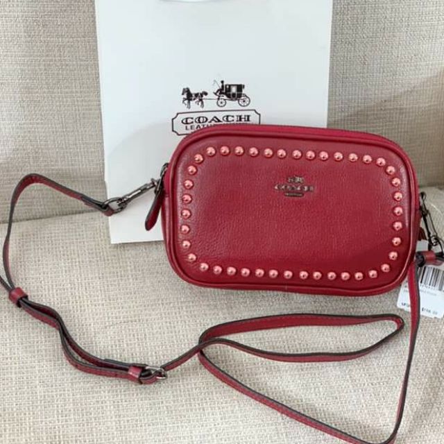Túi coach 2 dây đeo da đính cườm xuất dư xịn