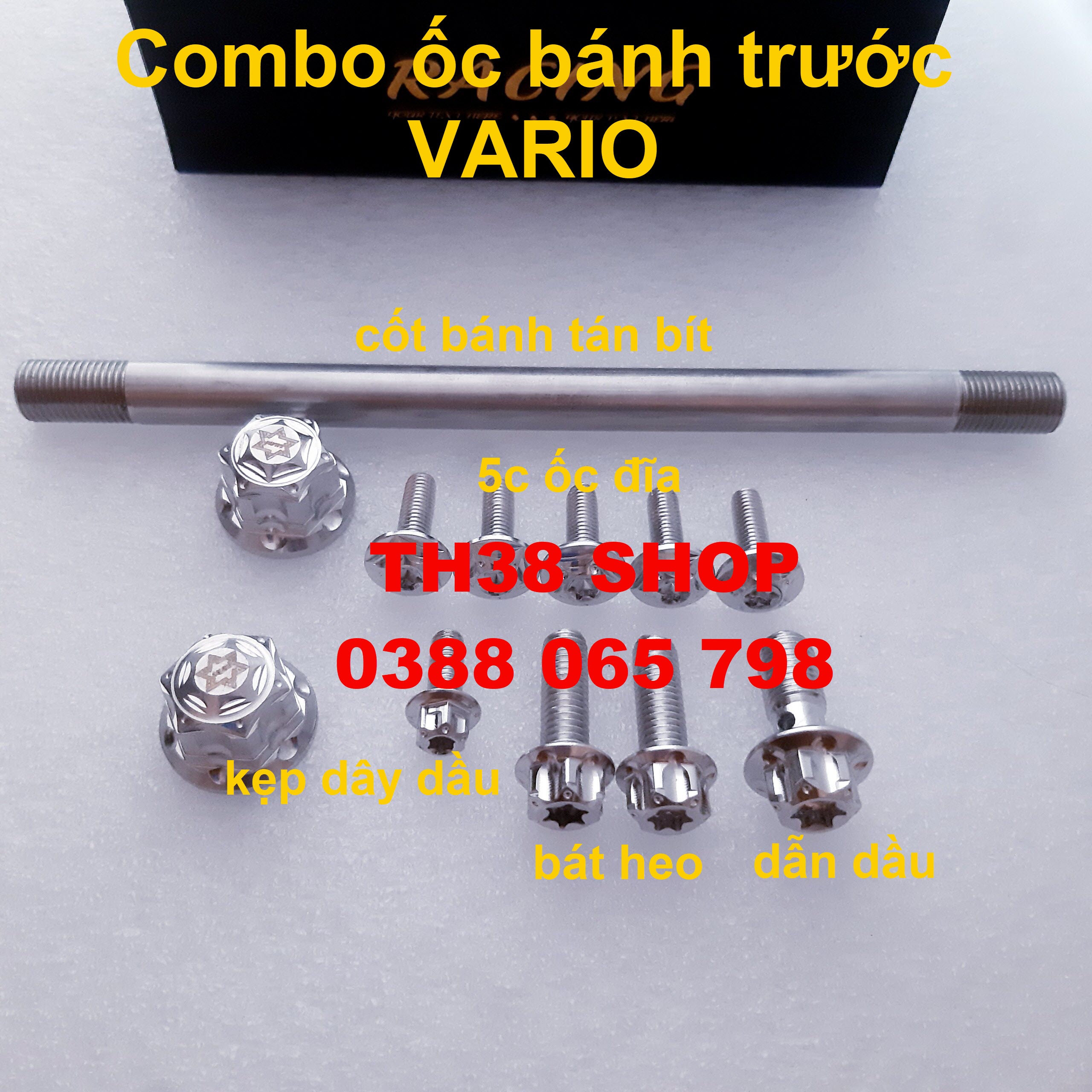 [HCM]combo ốc salaya bánh trước vario [trục cốt đĩa pát heo kẹp dây dầu ốc dẫn dầu]
