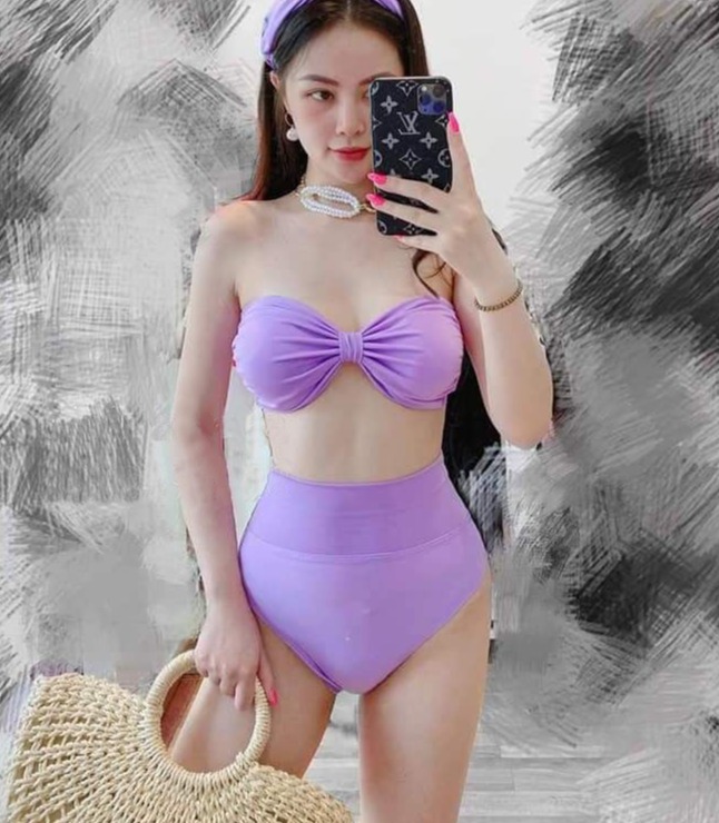 Bikini 2 Mảnh Cạp Cao Màu Tím Khoai Thời Trang Hàn Quốc