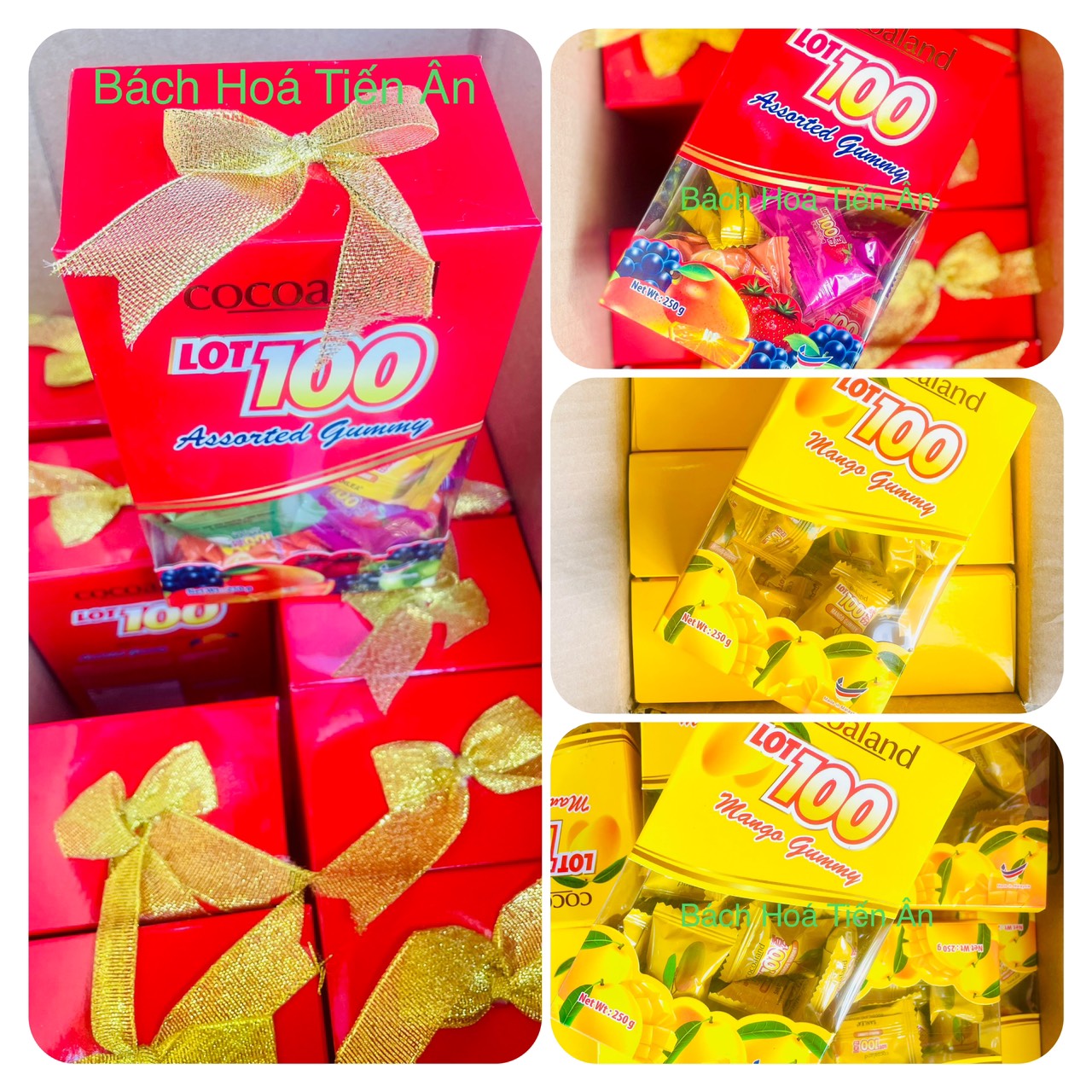 Kẹo Trái cây mix LOT100 có nơ nhập khẩu hộp 250g tết an khang