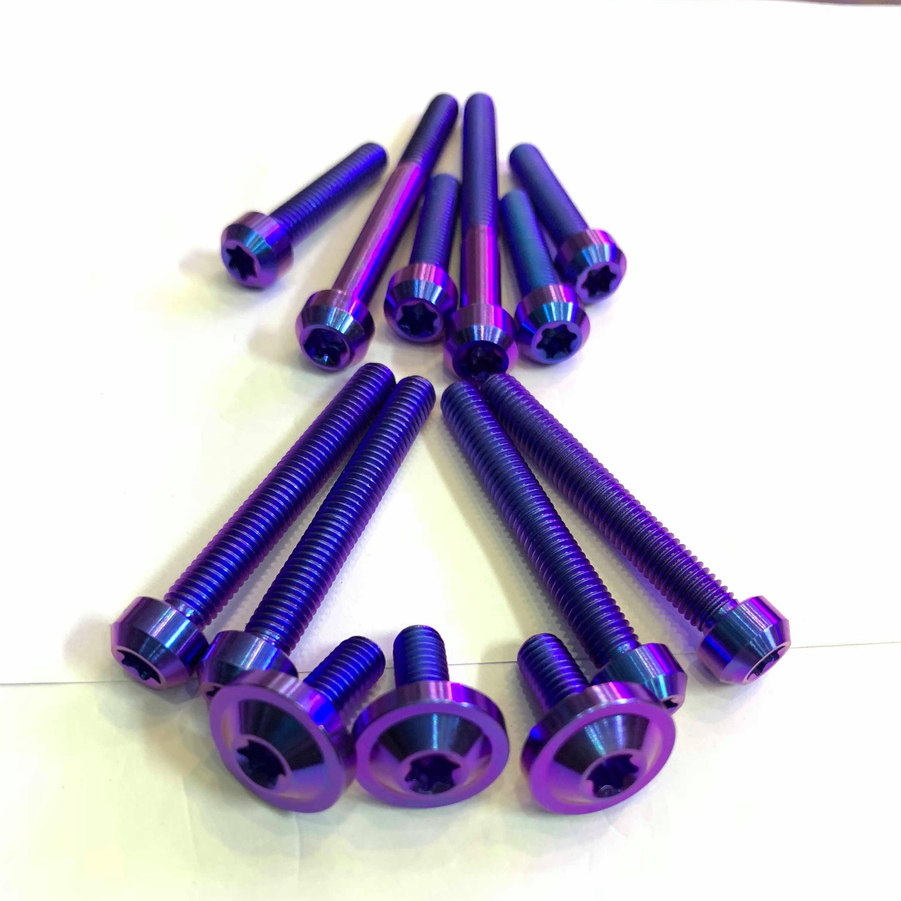 Bộ 13 con ốc lốc máy GR5 Titanium gồm 10 con mẫu đầu trụ và 3 con ốc nắp nồi trước cho Vario 2017 2018