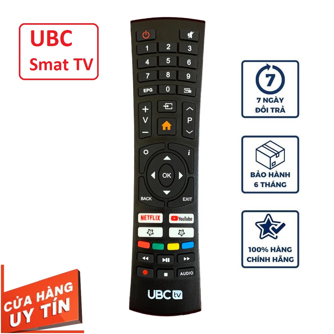 Điều khiển tivi ubc tv chính hãng theo tv, remote ubc tv smart/lcd/led, điều khiển từ xa tivi - hàng mới 100%