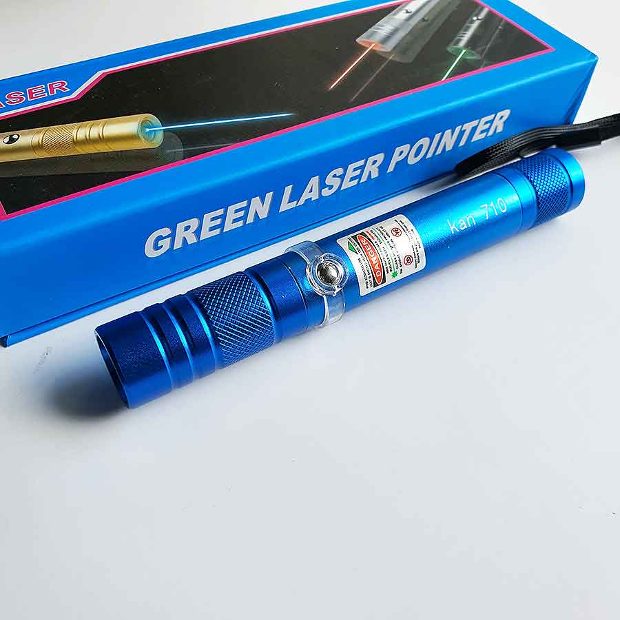 Đèn Laze Laser Công Trình 710 14cm Tia Đỏ Sạc USB Vỏ Xanh
