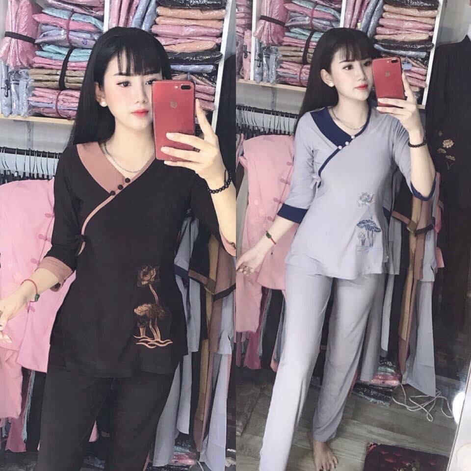 [HCM]Quần áo đi chùa giá rẻ- Mẫu Thun Cổ Tim trang nhã
