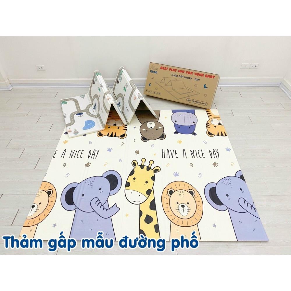 Thảm Chơi cho bé Umoo xốp XPE - Dày 1,5cm, Gấp Gọn, Không Mùi, Không Thấm Nước