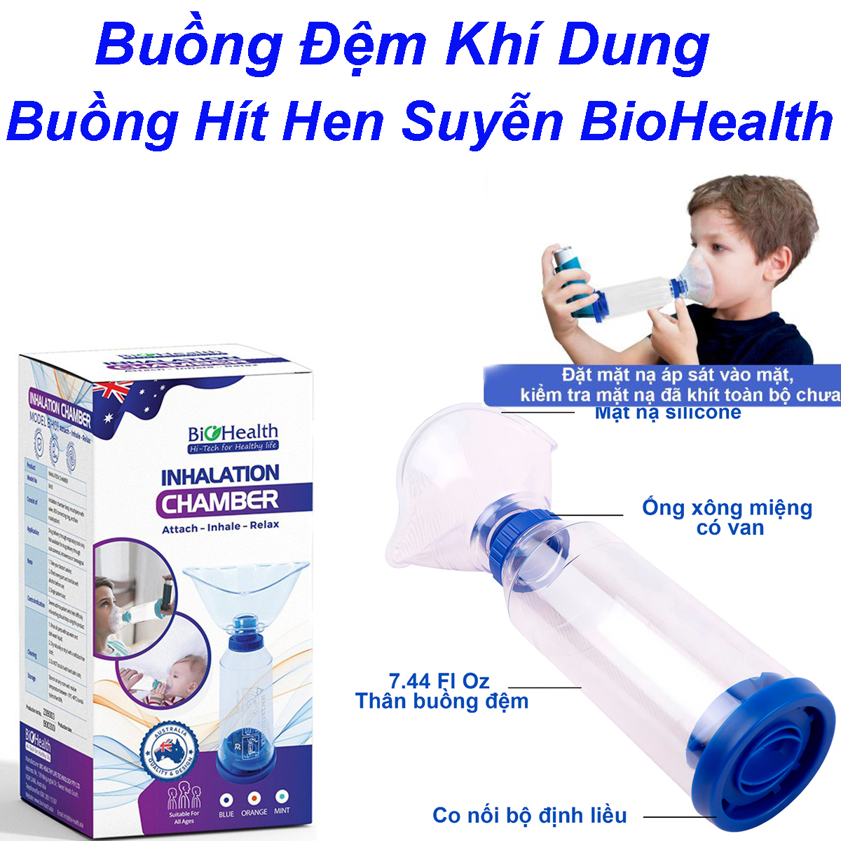 Buồng Đệm Xịt Hen, Hít Hen Suyễn,Khí Dung Biohealth BH01