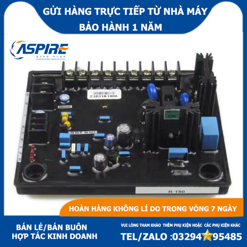 Bộ ổn áp tự động AVR R150 chất lượng cao Aspire AVR R 150 cho máy phát điện không chổi than Diesel