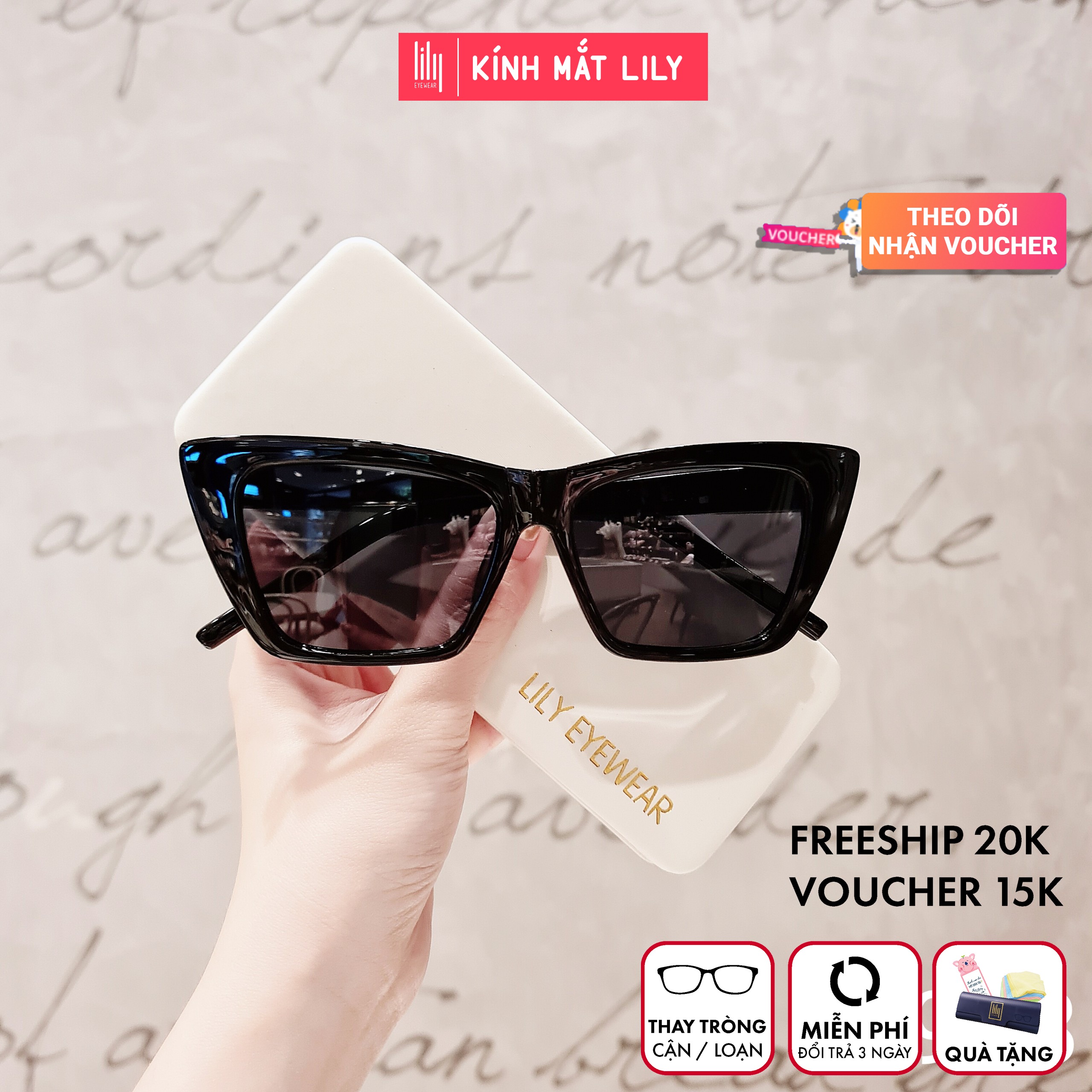 Kính Râm Nữ Mắt Mèo Cá Tính 3908 kèm quà