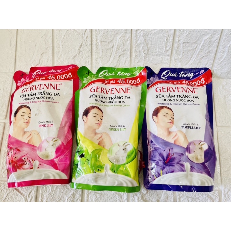 Túi sữa tắm trắng da gervenne hồng/xanh/tím 380g/450g/700g