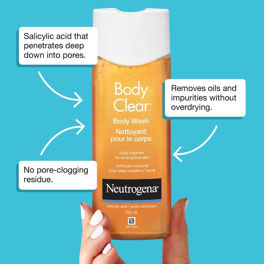 Gel tắm ngừa mụn lưng Neutrogena Body Clear Body Wash của Mỹ chai 250ml