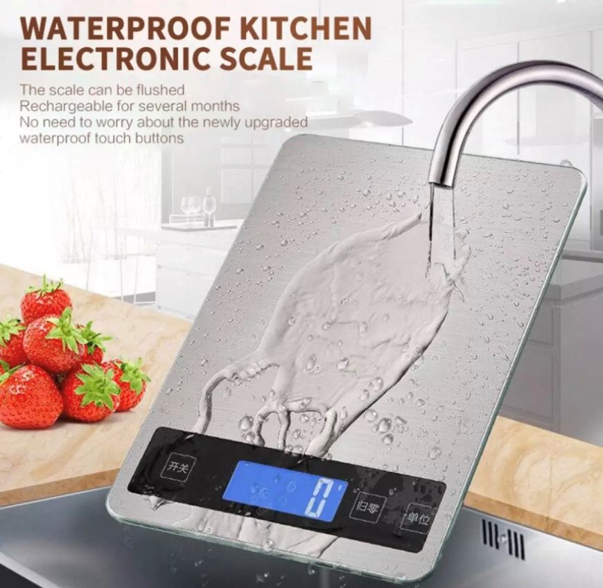 Cân điện tử 15kg - 1g, cân cảm ứng cao cấp + dây sạc.