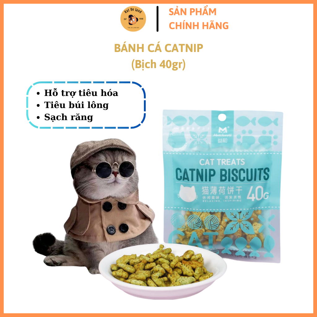 Bánh thưởng Catnip cho mèo, Snack cho mèo hỗ trợ tiêu búi lông 40gr
